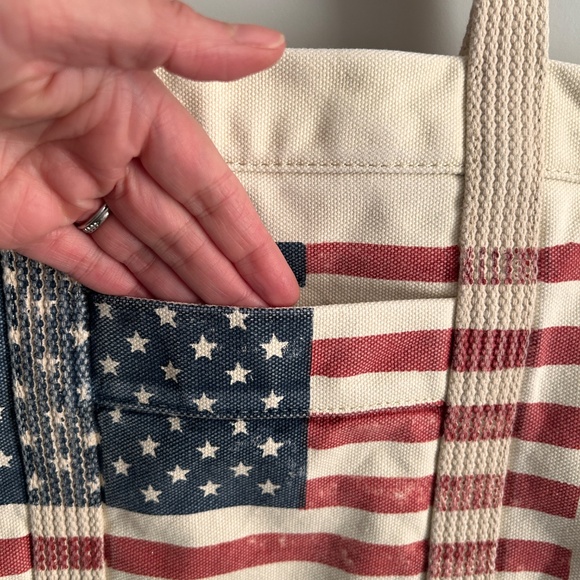 Ralph Lauren Polo Tote Canvas Vintage Flag Polo Leather Label Unlined 482286 - Picture 4 of 15